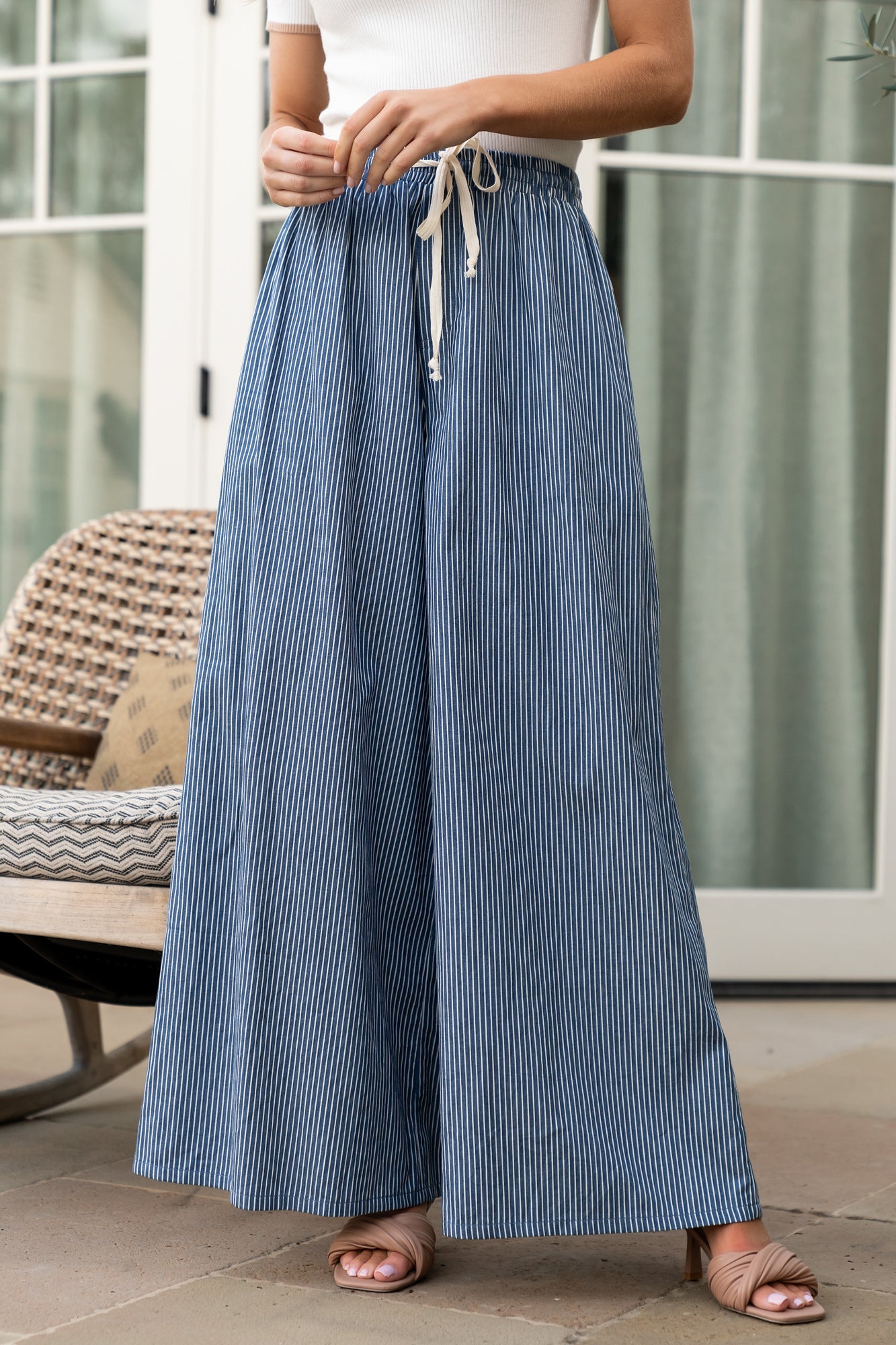 Odelia Striped Pants - Blue & Off-White Stripe | Baltic Born M Odelia Striped Pants - Blue & Off-White Stripe | Baltic Born M