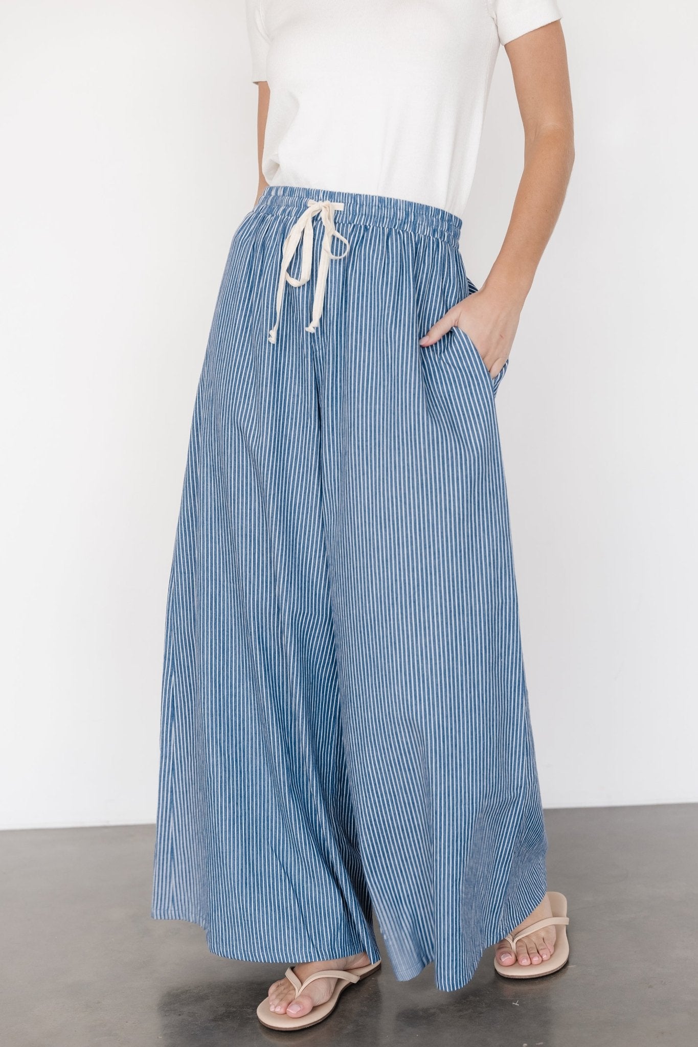 Odelia Striped Pants | Blue + Off White Stripe - Baltic Born