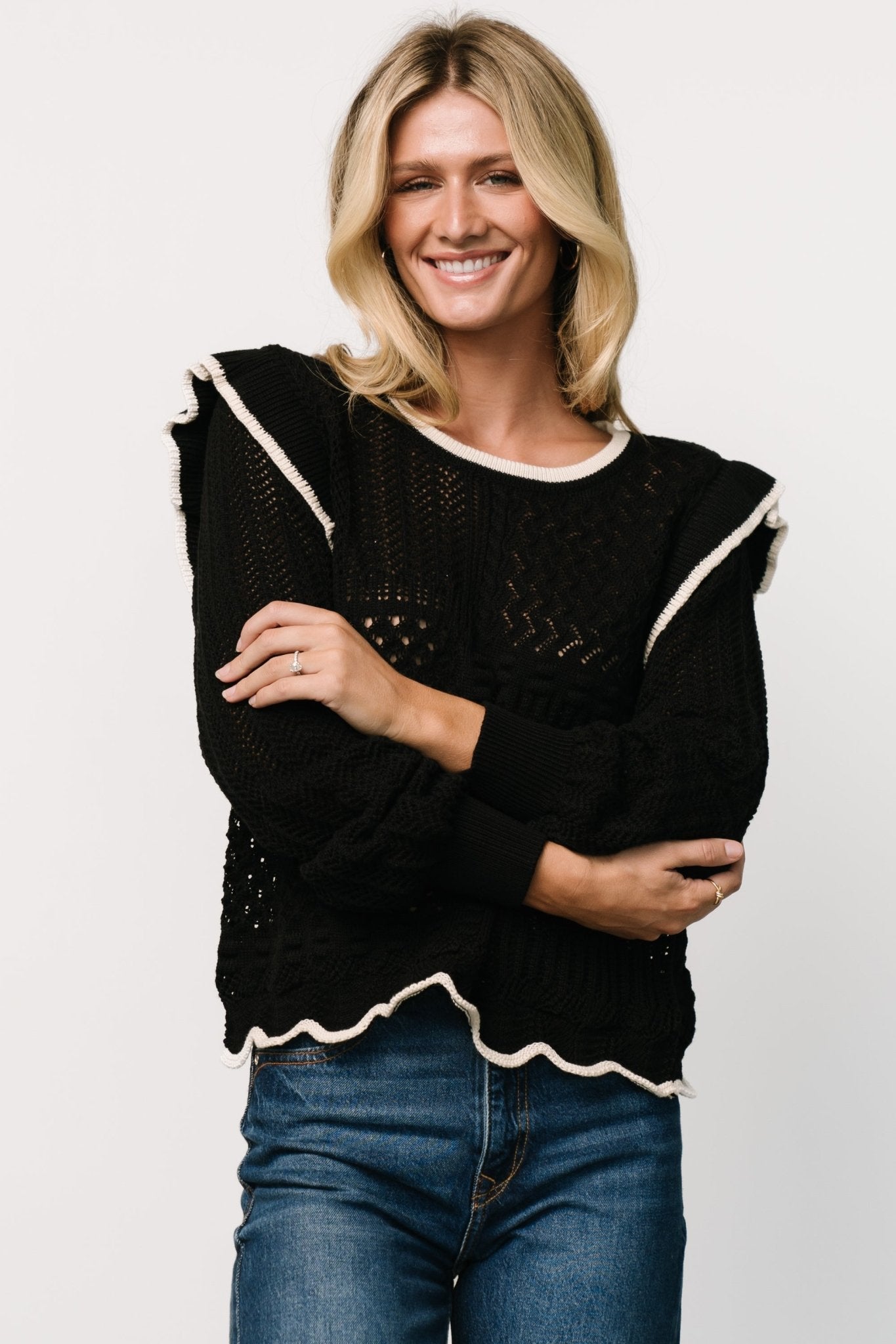 Oleya Knit Sweater Top | Black - Baltic Born