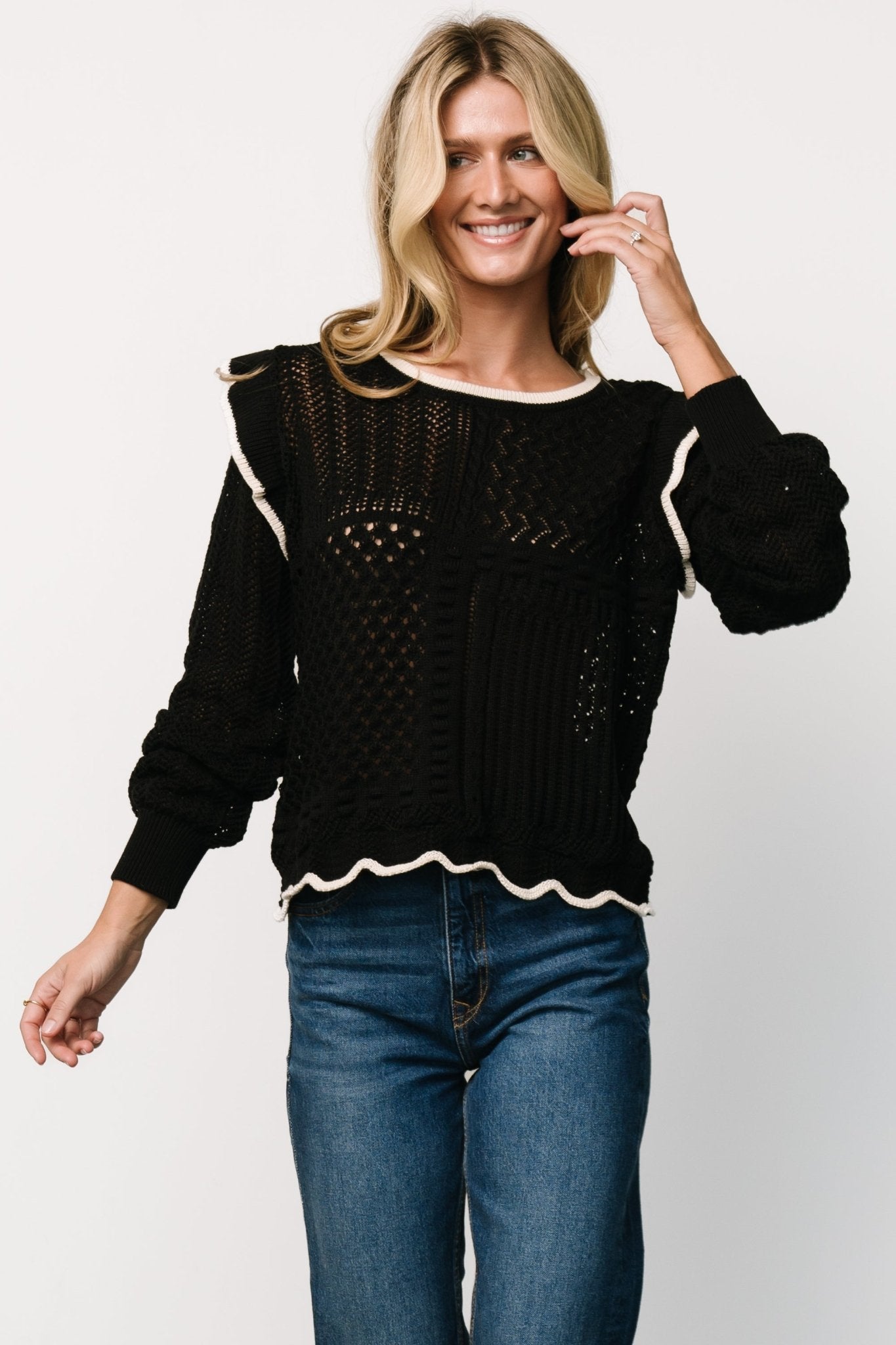 Oleya Knit Sweater Top | Black - Baltic Born