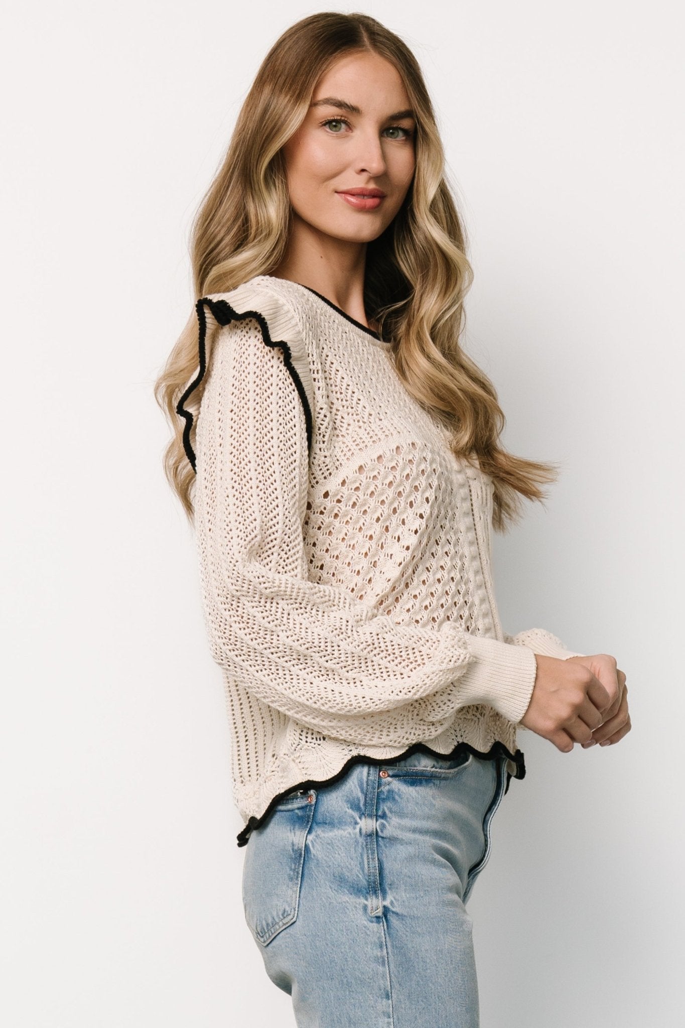 Oleya Knit Sweater Top | Ivory - Baltic Born