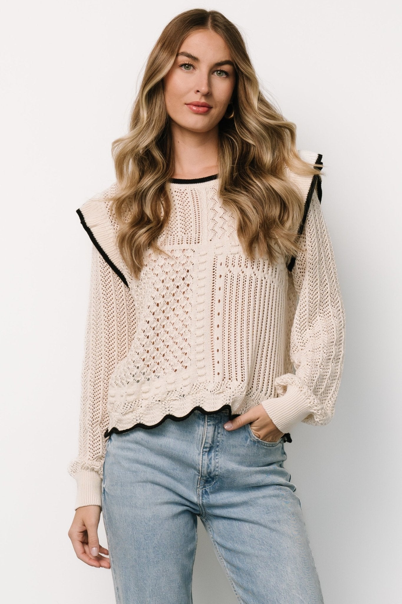 Oleya Knit Sweater Top | Ivory - Baltic Born