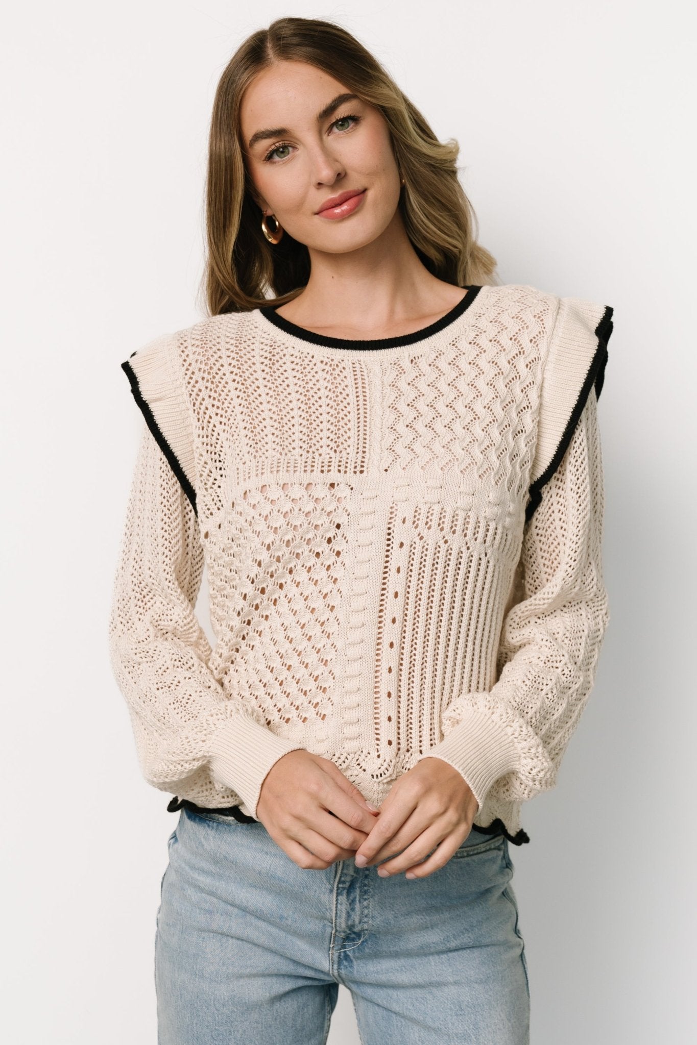 Oleya Knit Sweater Top | Ivory - Baltic Born