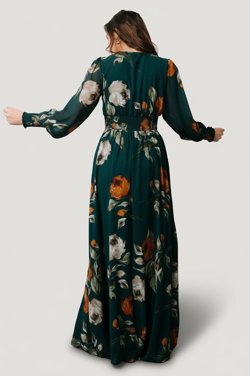 Olivia Maxi Dress Deep Topaz Floral Chiffon | Baltic Born 2XL Olivia Maxi Dress Deep Topaz Floral Chiffon | Baltic Born 2XL