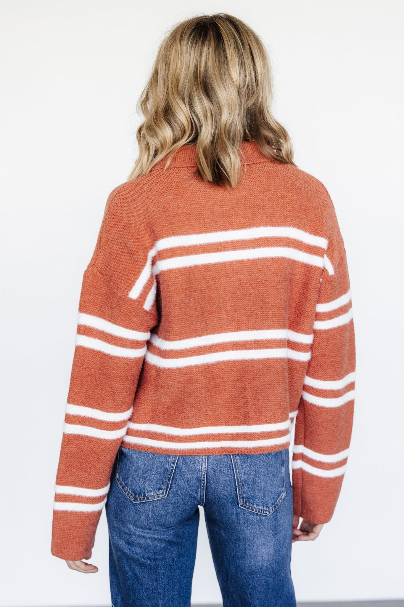 Olsen Stripe Sweater | Dark Clay + White - Baltic Born