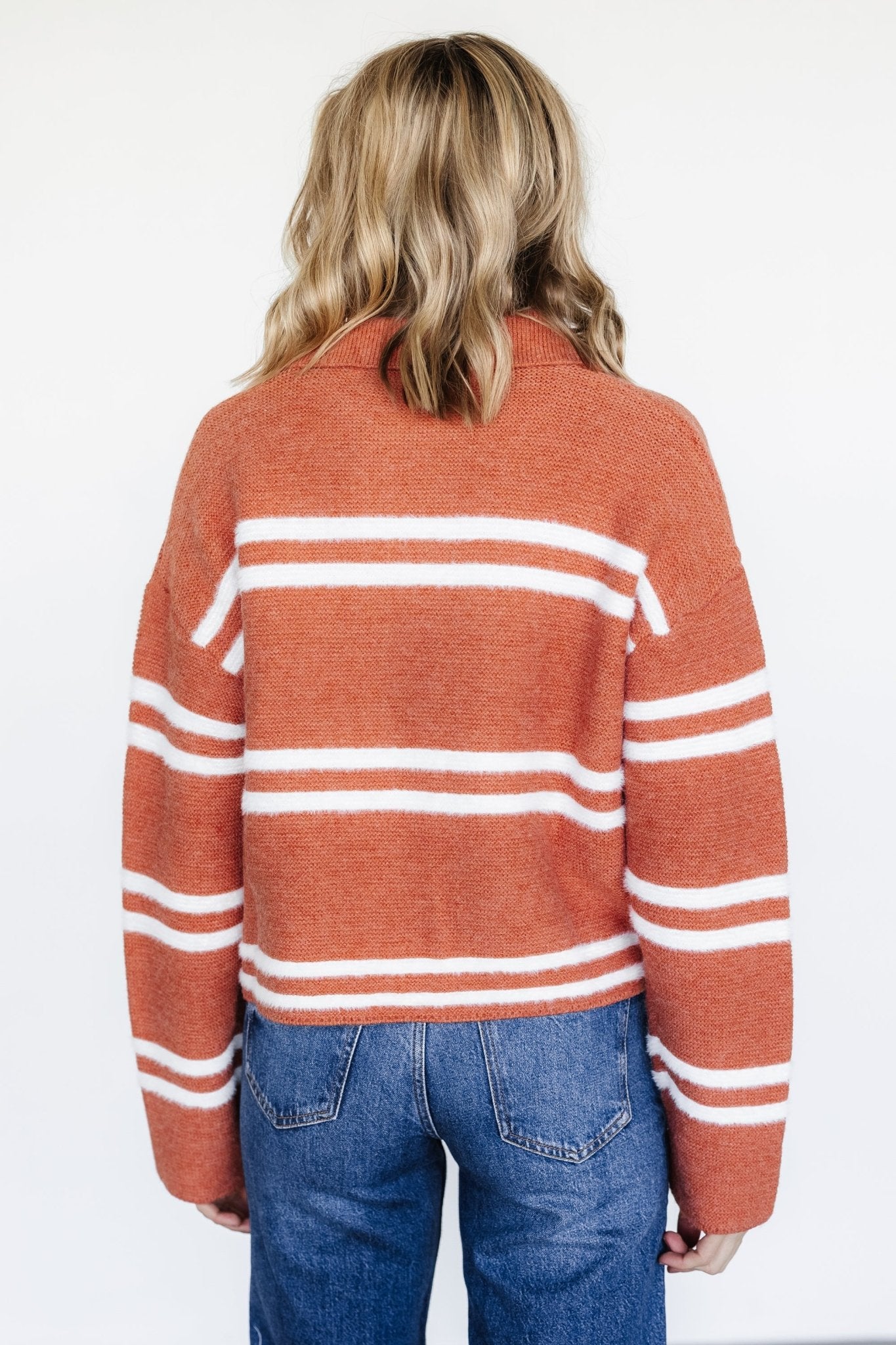 Olsen Stripe Sweater | Dark Clay + White - Baltic Born