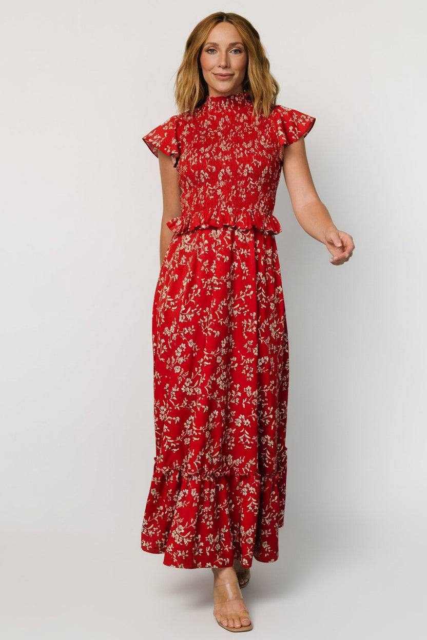 Baltic Born Womens Orla Ruffle Maxi Dress | Red Floral | Size: XL Baltic Born Womens Orla Ruffle Maxi Dress | Red Floral | Size: XL