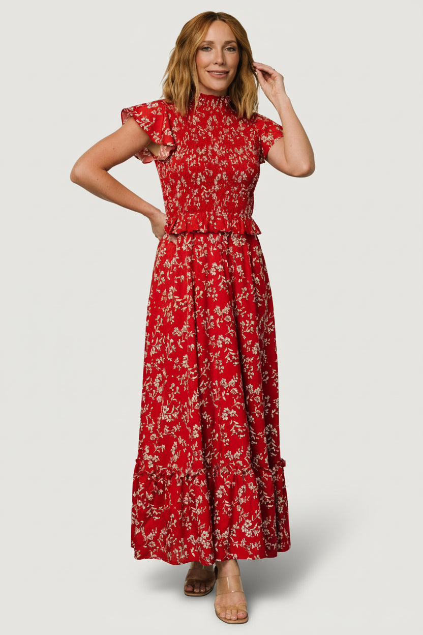 Baltic Born Womens Orla Ruffle Maxi Dress | Red Floral | Size: XL Baltic Born Womens Orla Ruffle Maxi Dress | Red Floral | Size: XL