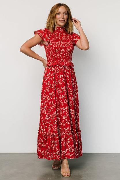 Orla Ruffle Maxi Dress | Red floral - Baltic Born