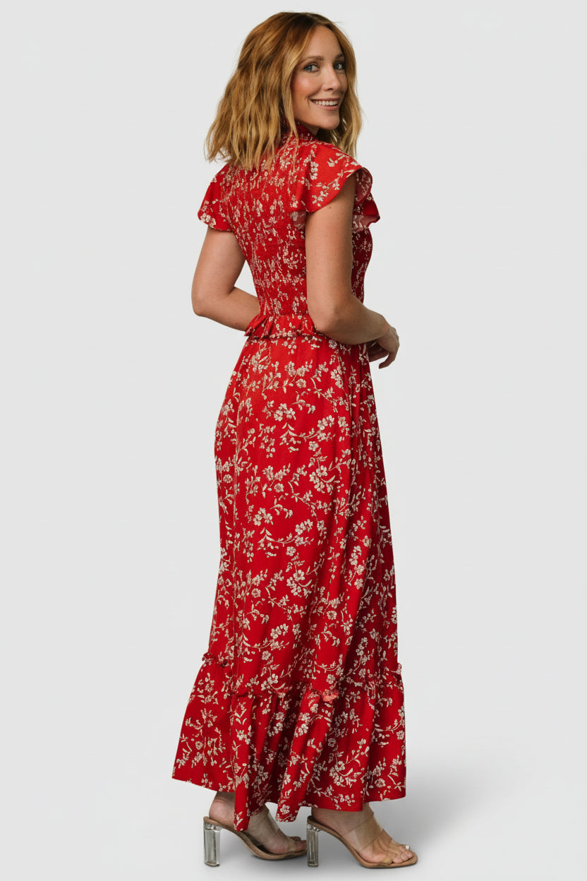 Baltic Born Womens Orla Ruffle Maxi Dress | Red Floral | Size: XL Baltic Born Womens Orla Ruffle Maxi Dress | Red Floral | Size: XL