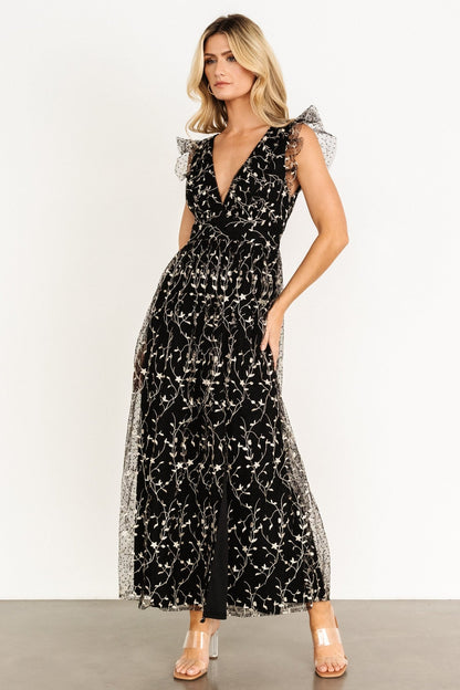 Orza Embroidered Maxi Dress | Black - Baltic Born