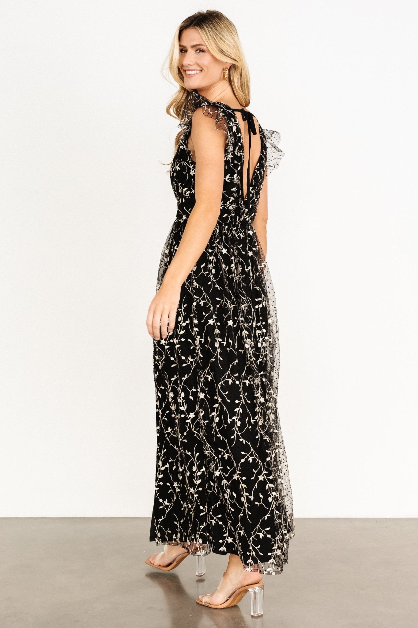 Orza Embroidered Maxi Dress | Black - Baltic Born