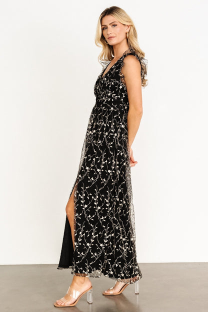 Orza Embroidered Maxi Dress | Black - Baltic Born