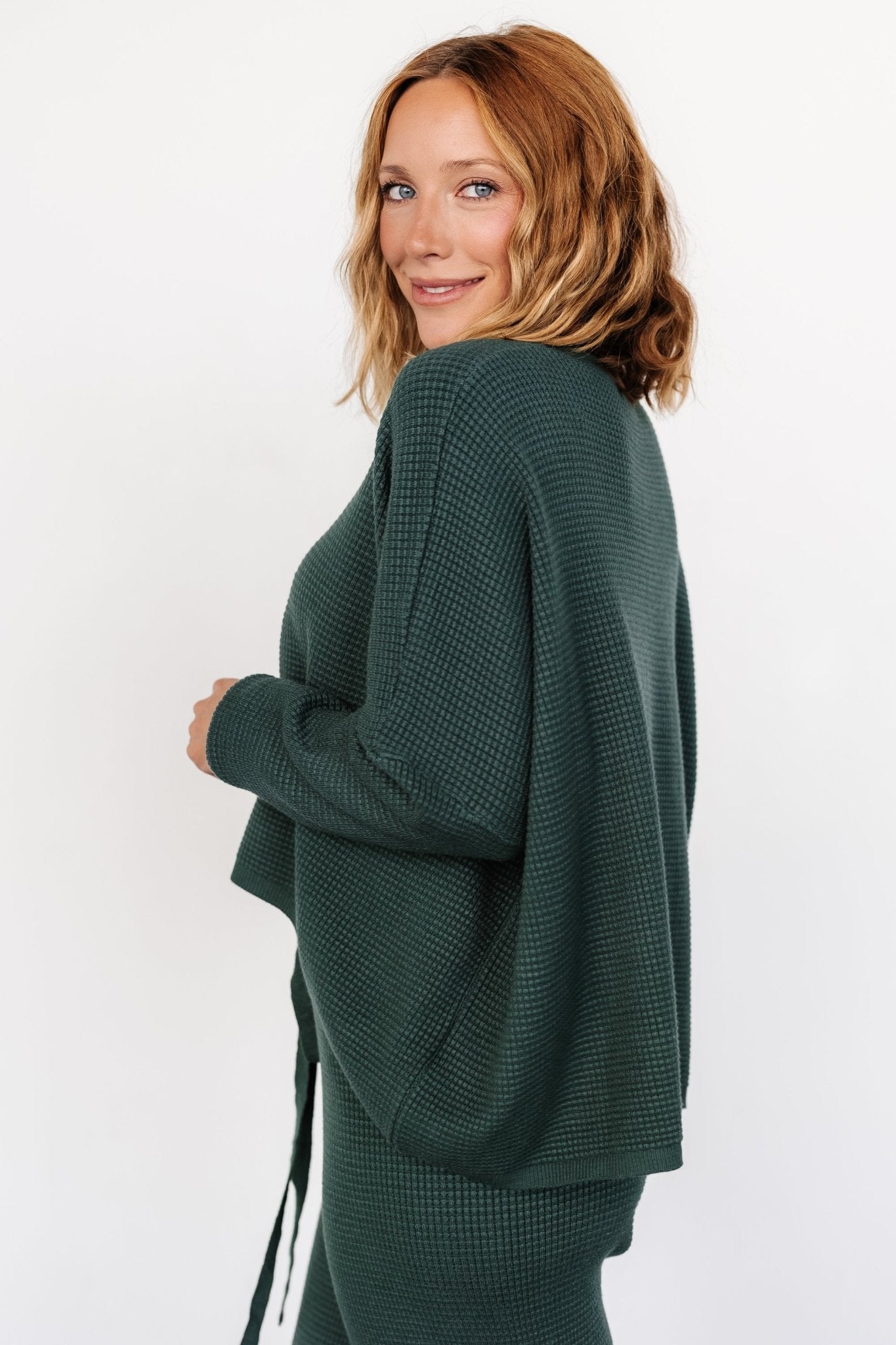 Owen Waffle Sweater Top | Green - Baltic Born