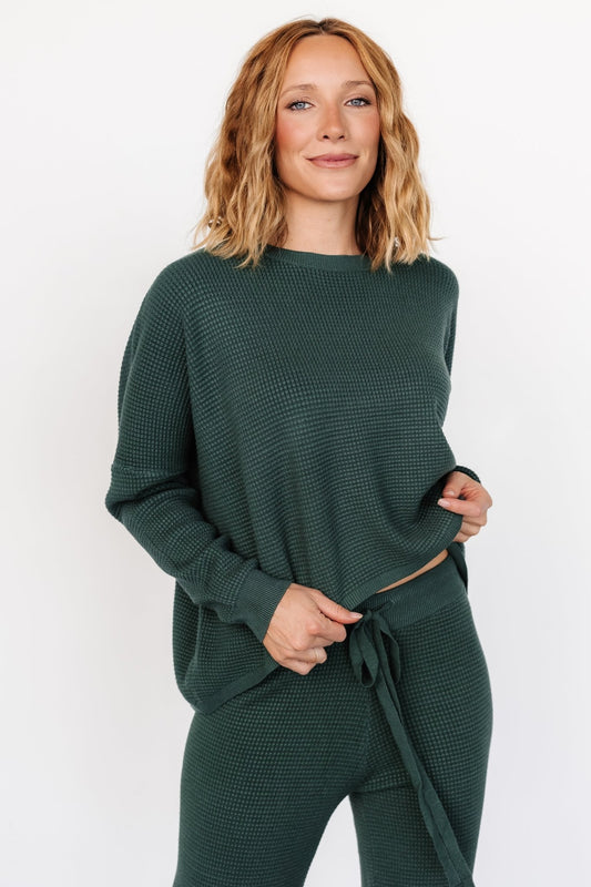 Owen Waffle Sweater Top | Green - Baltic Born