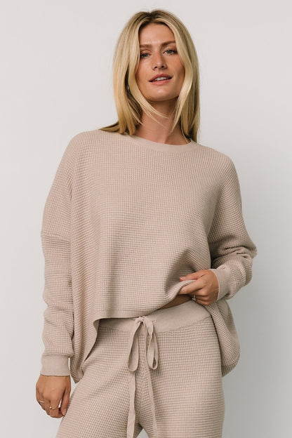 Owen Waffle Sweater Top | Oatmeal - Baltic Born