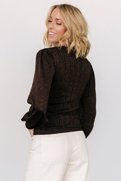 Padma Shimmer Sweater Top | Chocolate - Baltic Born