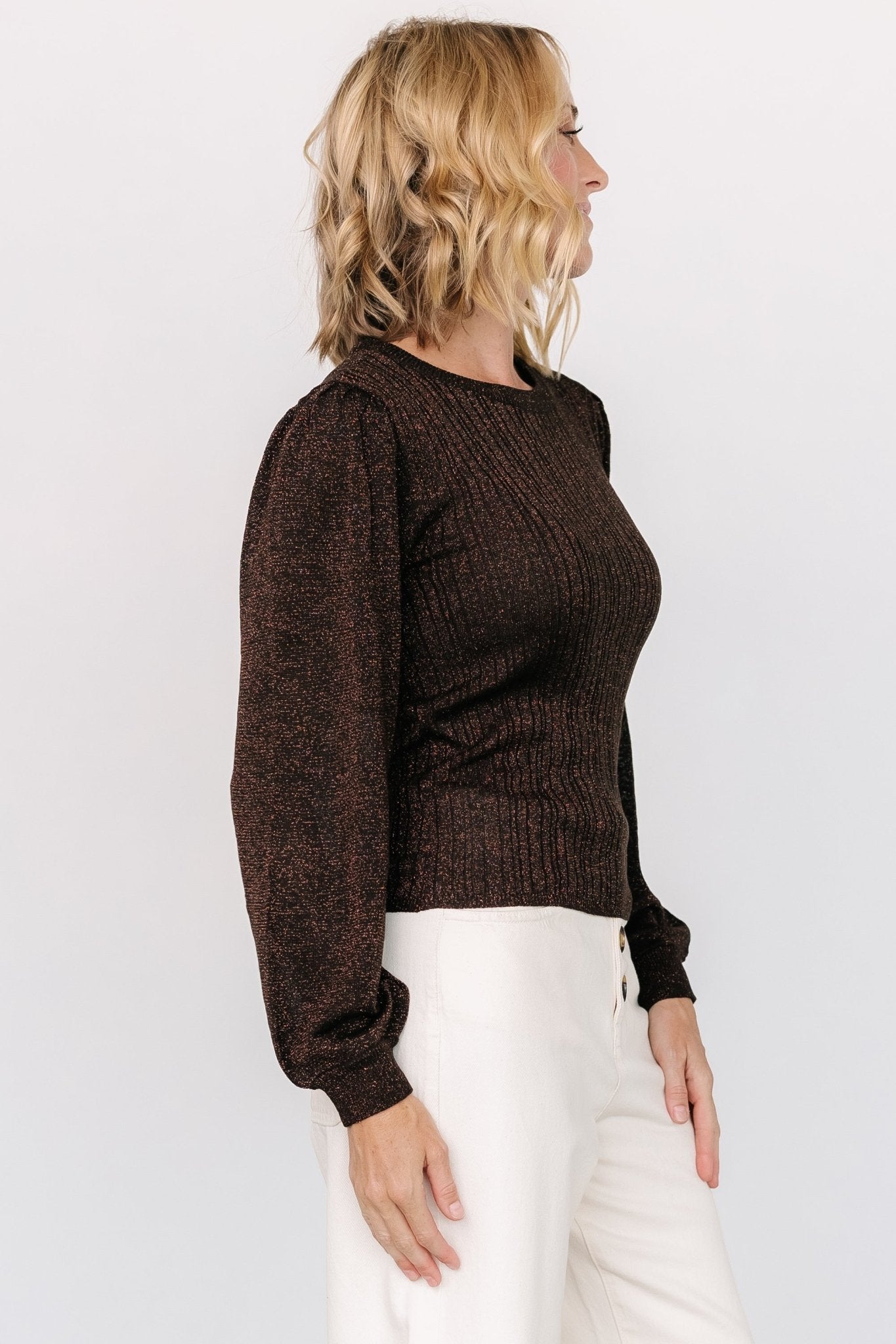 Padma Shimmer Sweater Top | Chocolate - Baltic Born