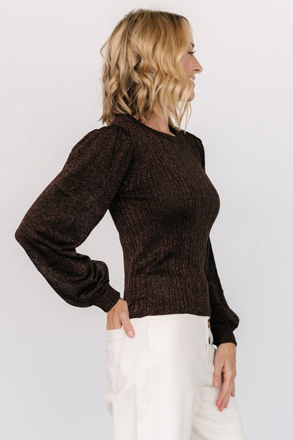 Padma Shimmer Sweater Top | Chocolate - Baltic Born