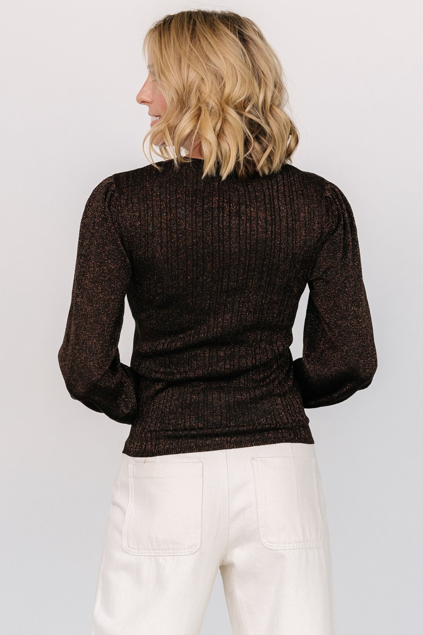 Padma Shimmer Sweater Top | Chocolate - Baltic Born