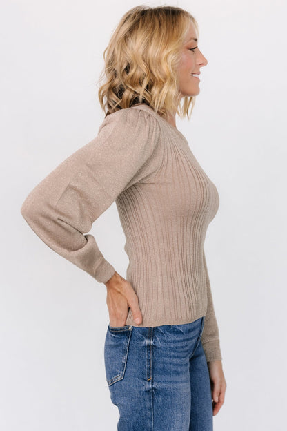 Padma Shimmer Sweater Top | Latte - Baltic Born