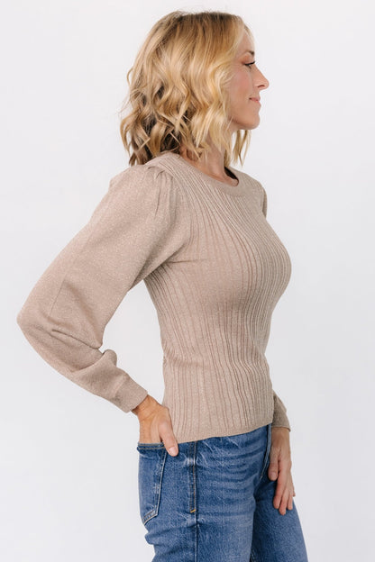 Padma Shimmer Sweater Top | Latte - Baltic Born