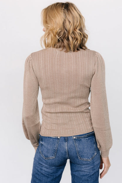 Padma Shimmer Sweater Top | Latte - Baltic Born