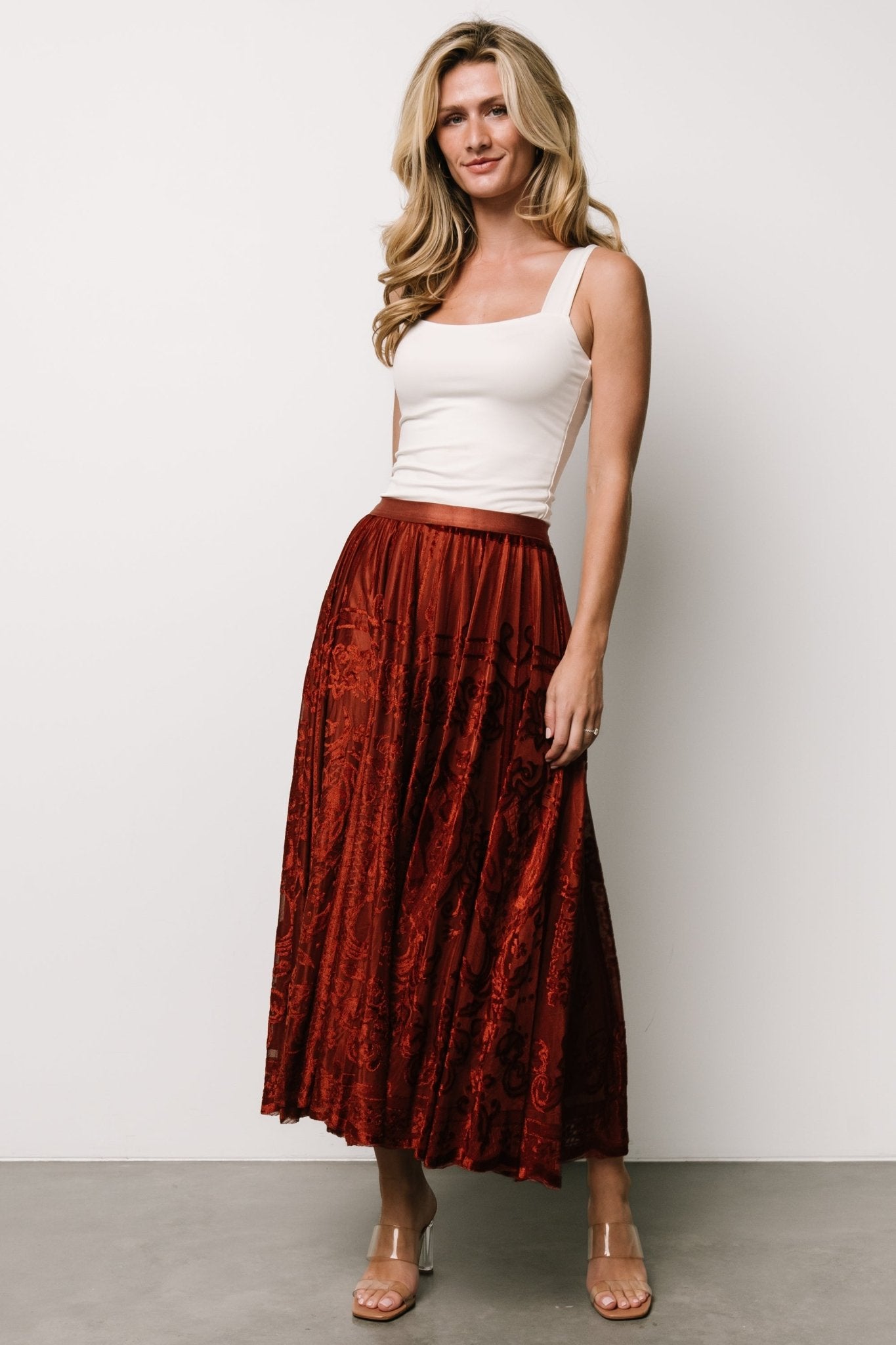 Palini Velvet Skirt | Rust - Baltic Born