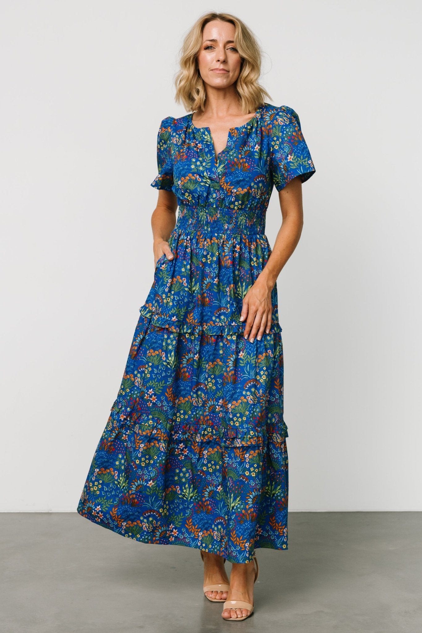 Palmer Tiered Maxi Dress | Cobalt Multi - Baltic Born