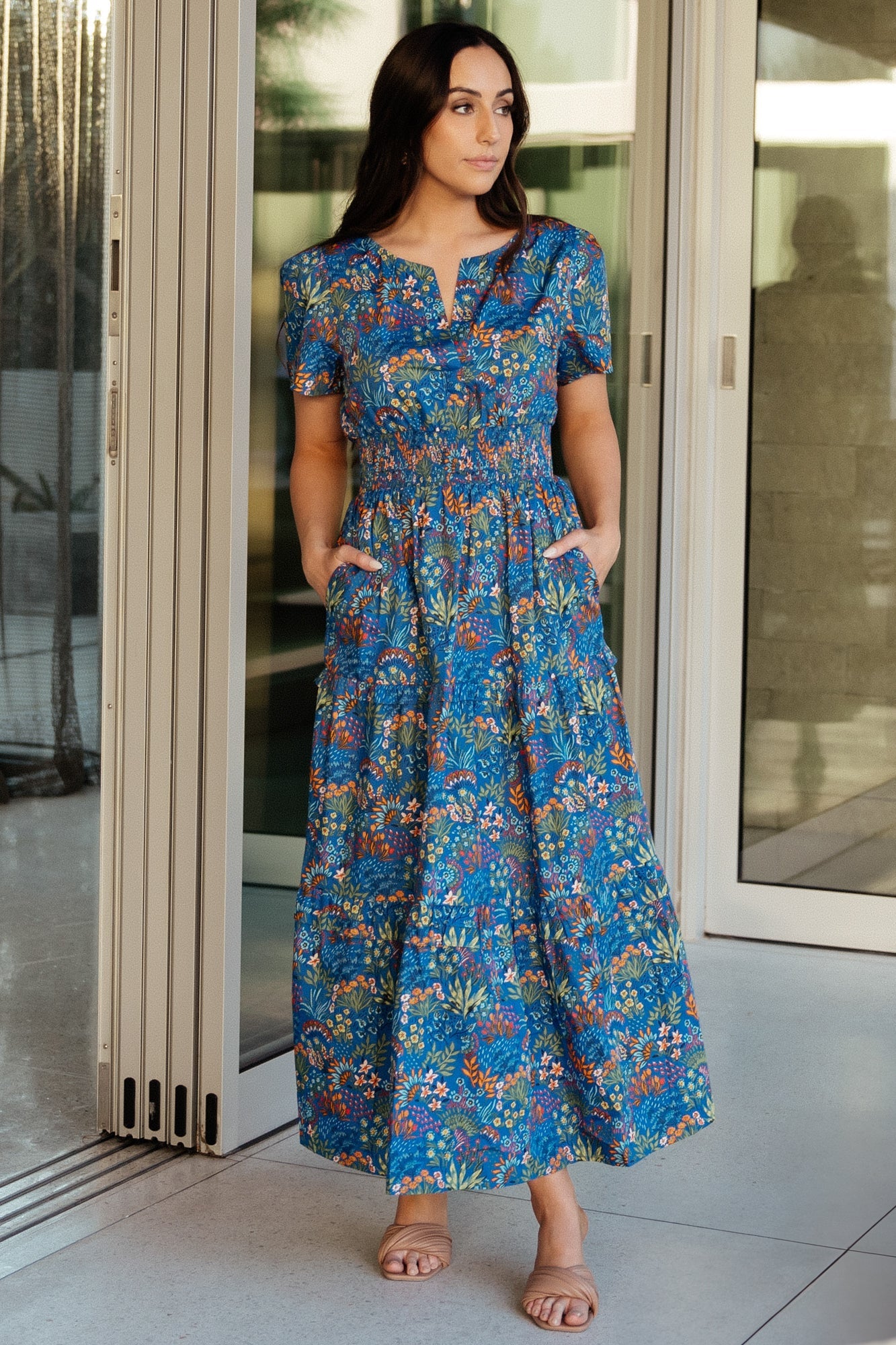 Baltic Born Womens Palmer Tiered Maxi Dress | Cobalt Multi | Size: Medium Baltic Born Womens Palmer Tiered Maxi Dress | Cobalt Multi | Size: Medium