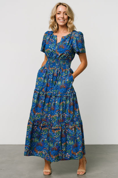 Palmer Tiered Maxi Dress | Cobalt Multi - Baltic Born