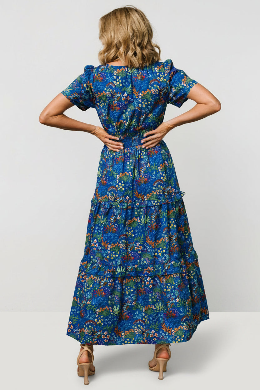(4 P.PACK)Palm Breeze Embroidered Tiered Maxi Dress