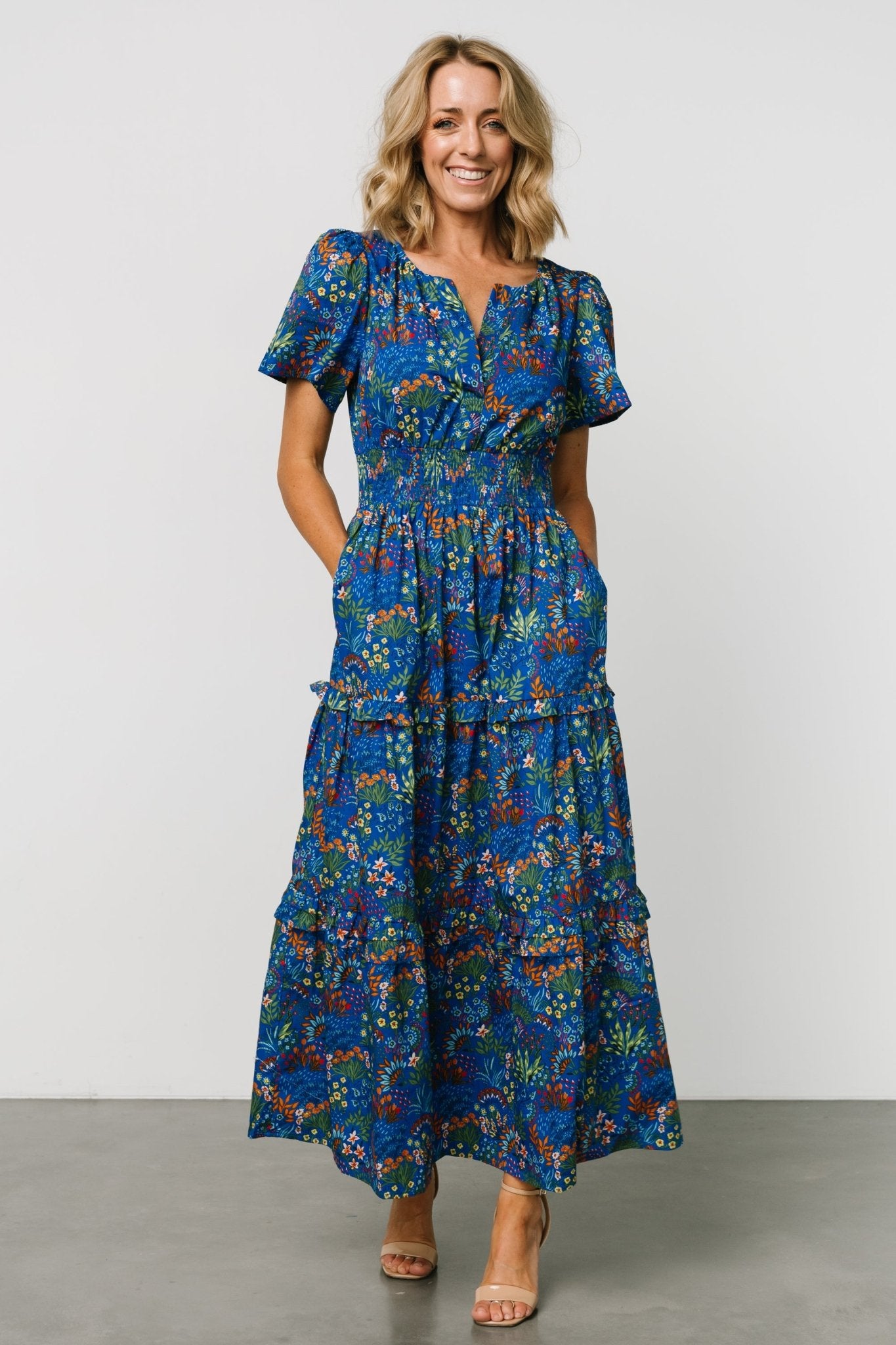 Palmer Tiered Maxi Dress | Cobalt Multi | Baltic Born