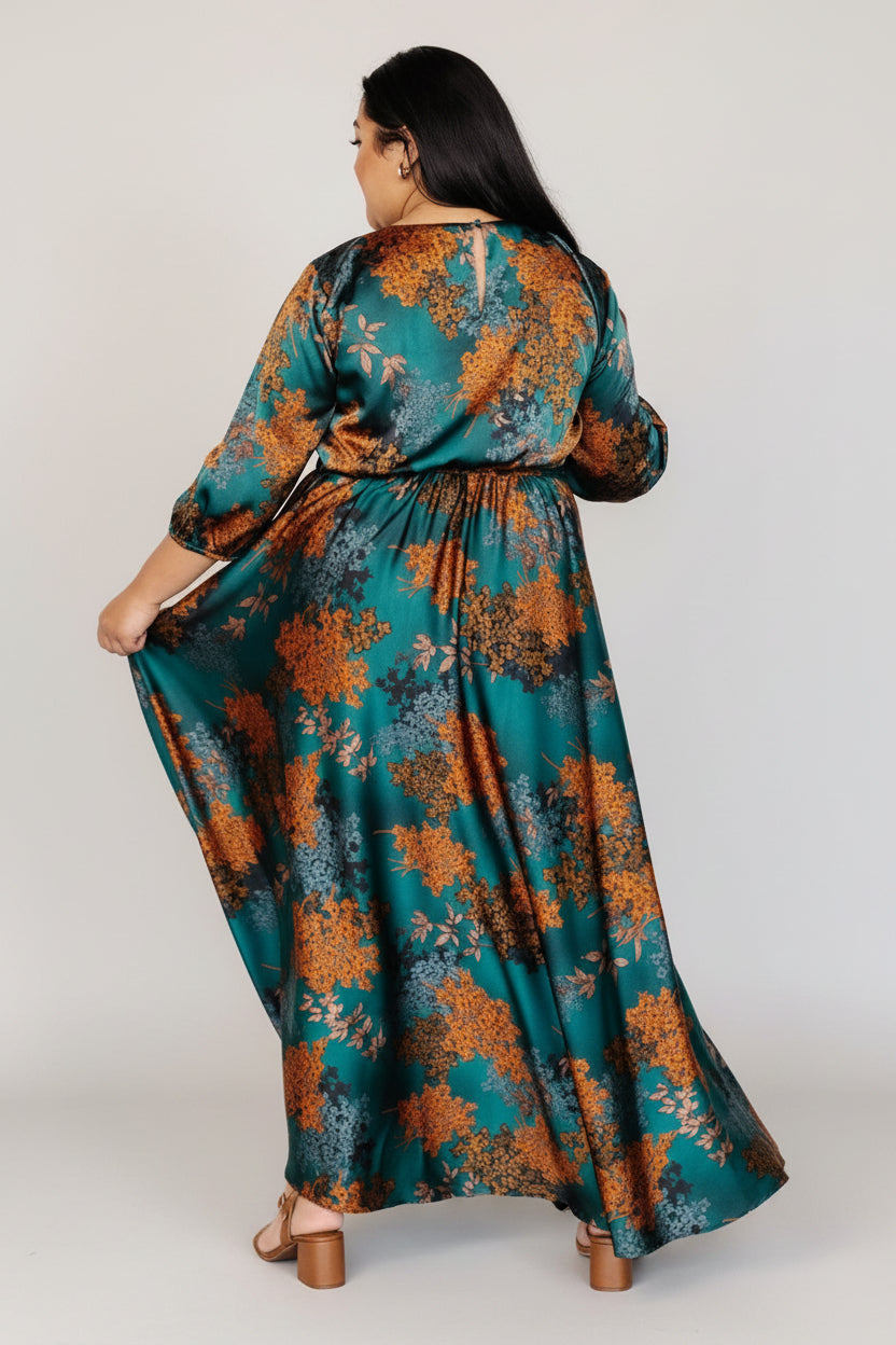 Baltic Born Womens Paula Satin Maxi Dress | Jade Multi | Size: XL Baltic Born Womens Paula Satin Maxi Dress | Jade Multi | Size: XL