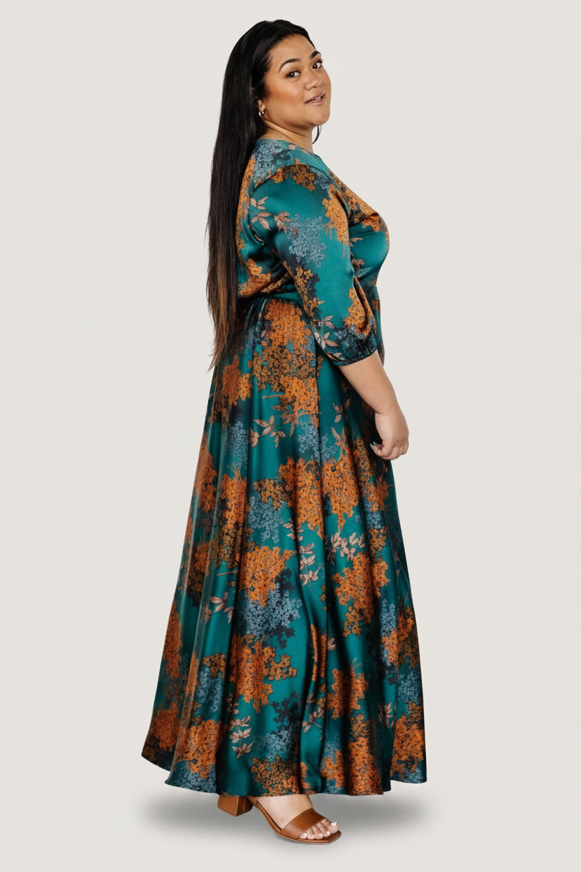 Paula Satin Maxi Dress | Jade Multi