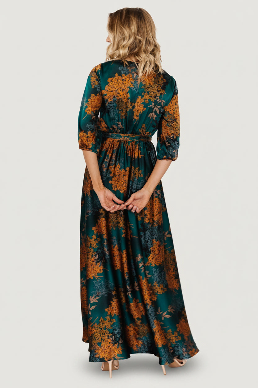 Paula Satin Maxi Dress | Jade Multi