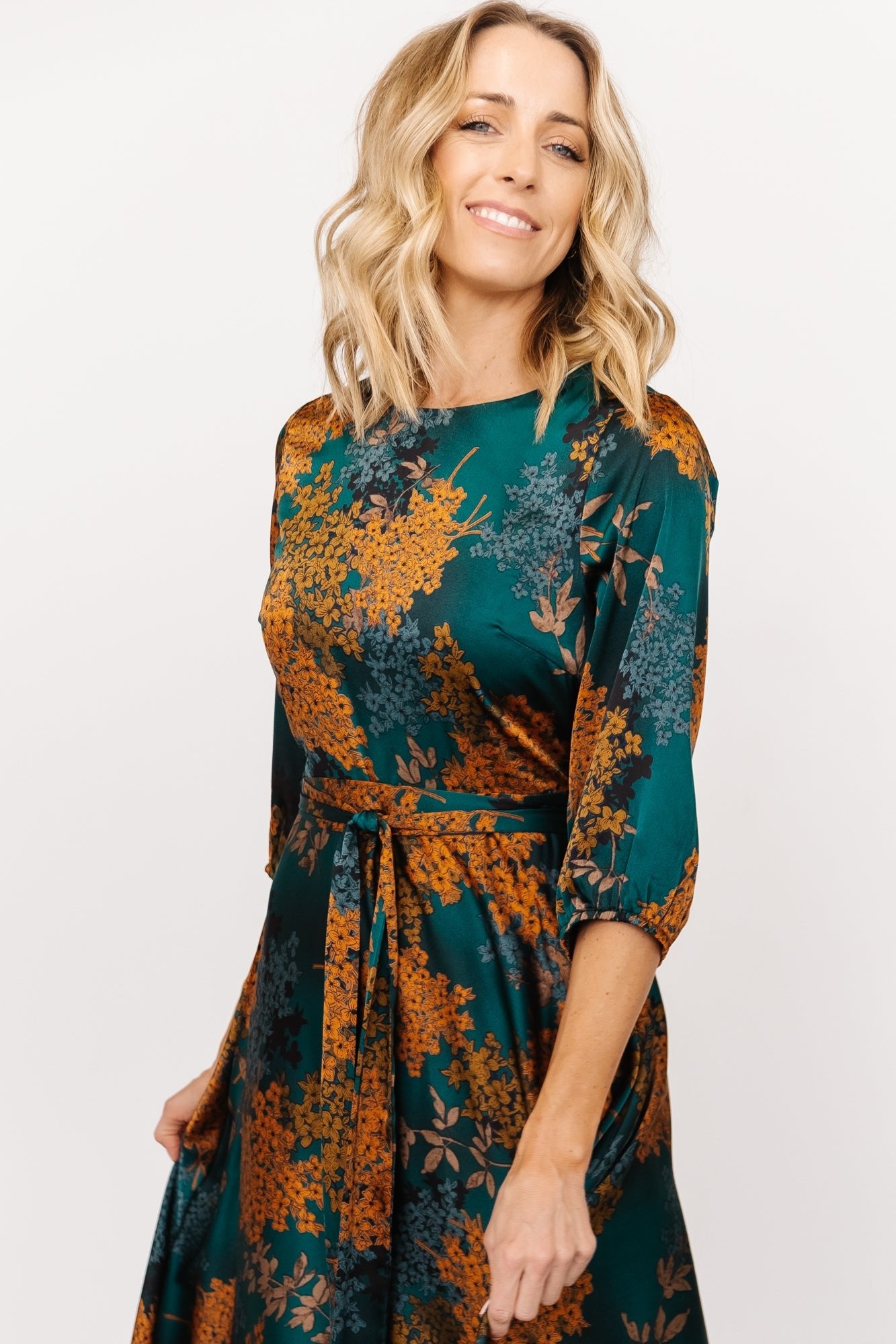 Baltic Born Womens Paula Satin Maxi Dress | Jade Multi
