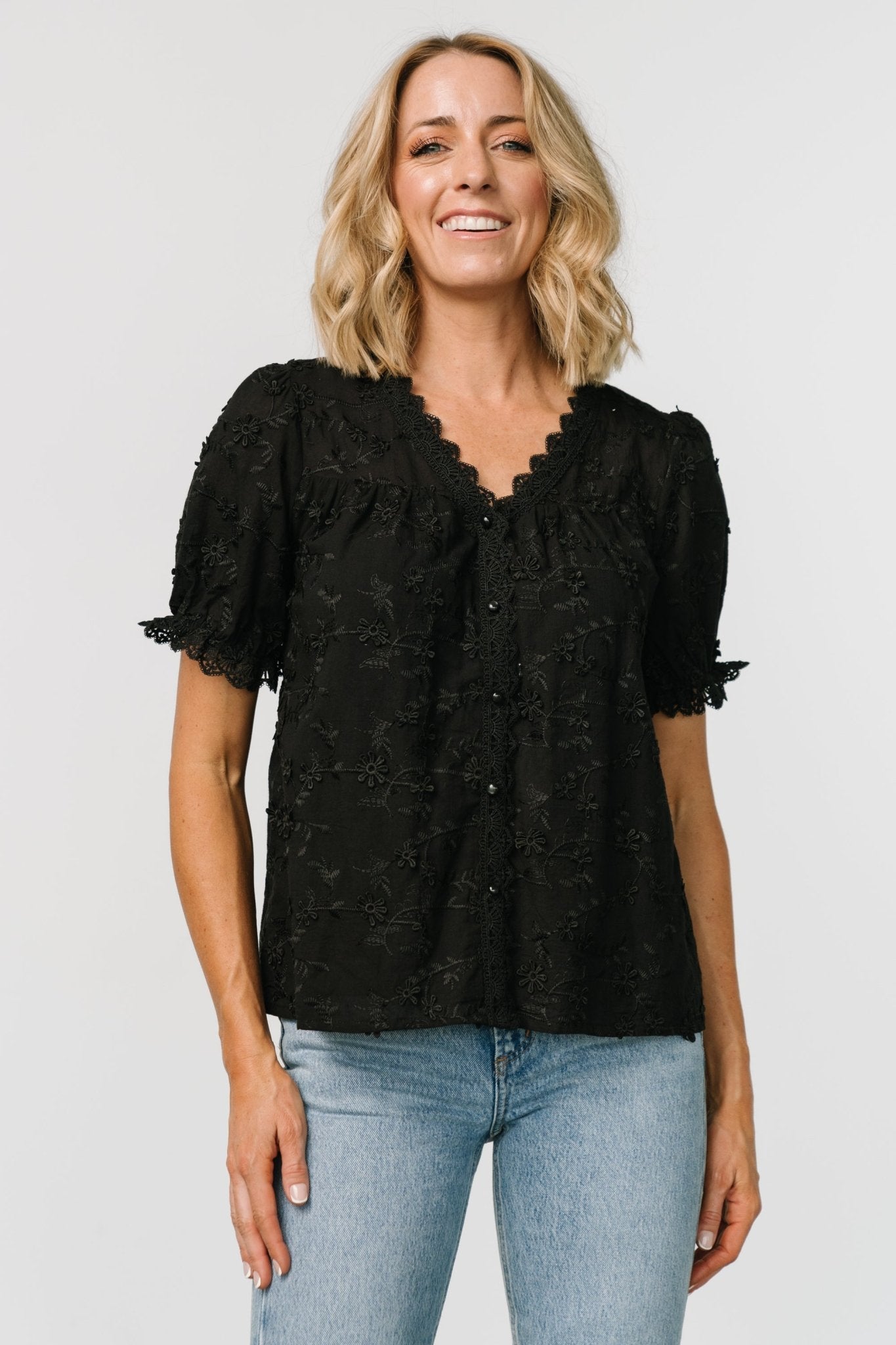 Pauline Embossed Top | Black - Baltic Born