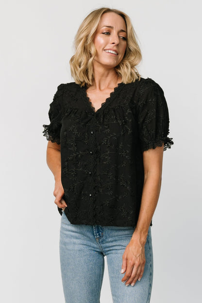 Pauline Embossed Top | Black - Baltic Born