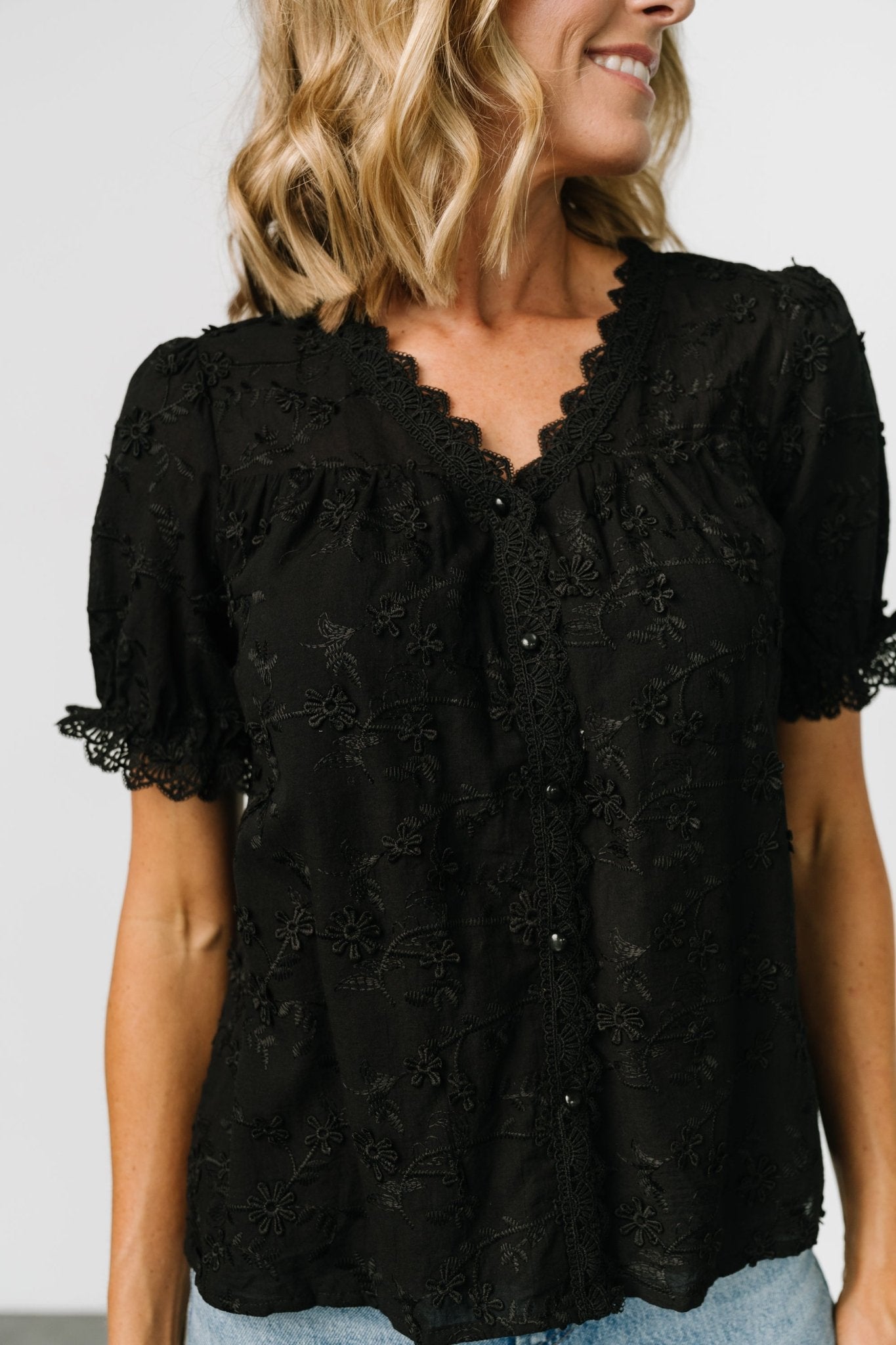 Pauline Embossed Top | Black - Baltic Born