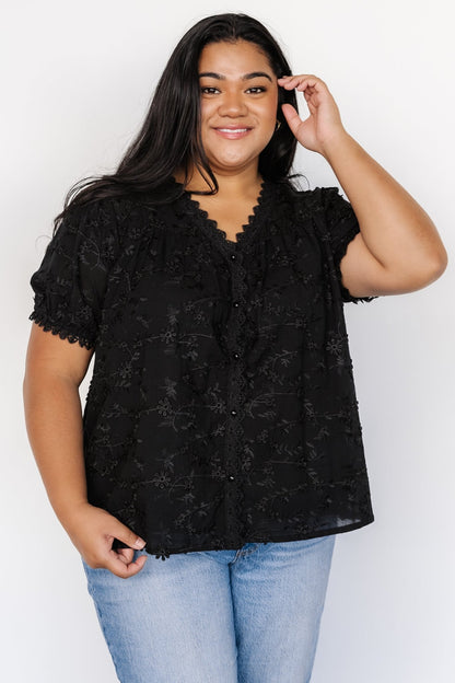 Pauline Embossed Top | Black - Baltic Born