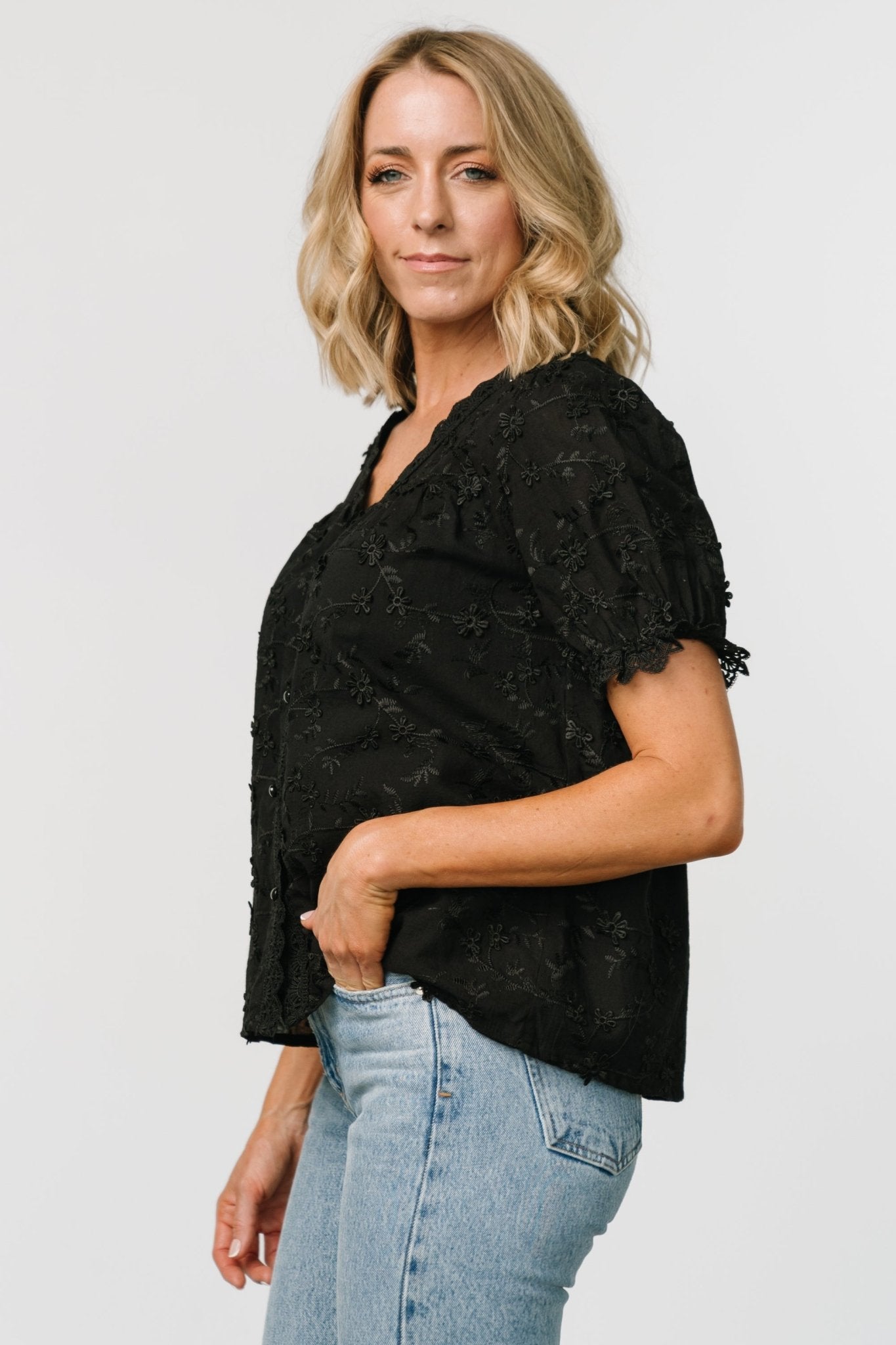 Pauline Embossed Top | Black - Baltic Born