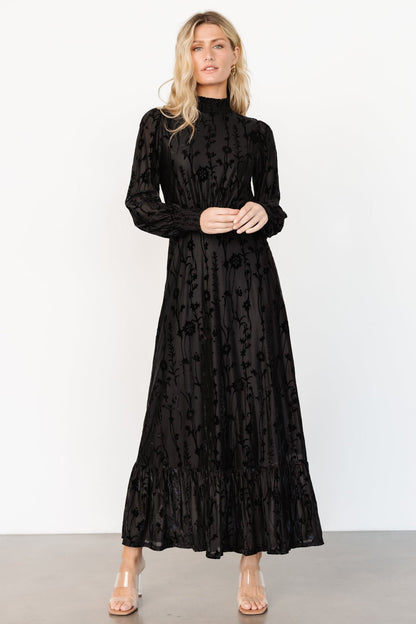 Penelope Velvet Maxi Dress | Black - Baltic Born