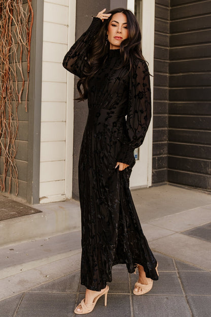 Penelope Velvet Maxi Dress | Black - Baltic Born