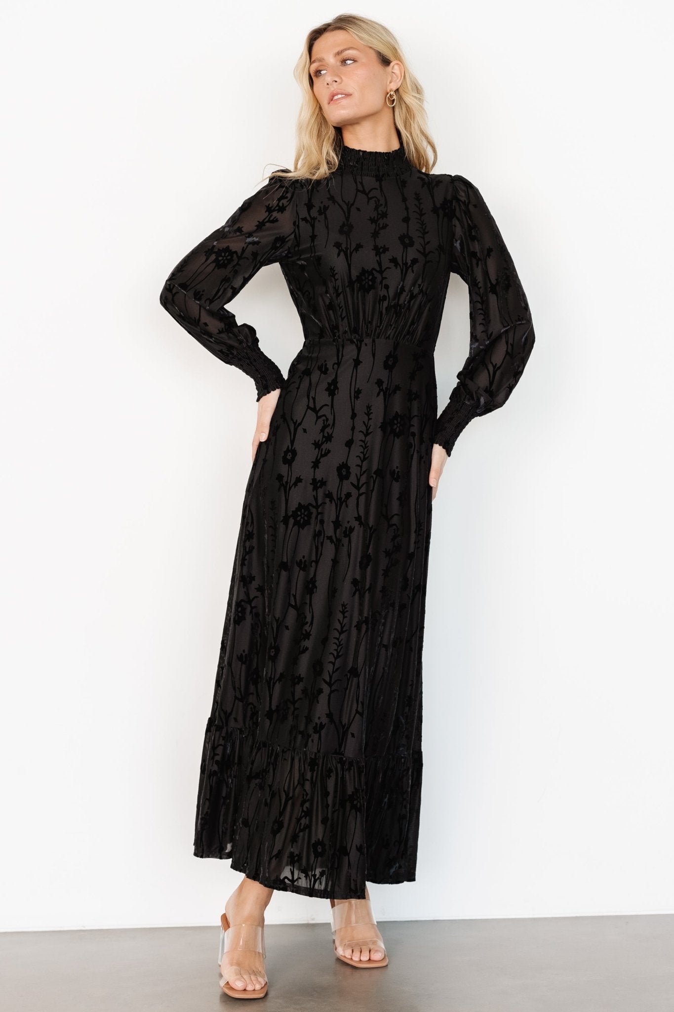 Penelope Velvet Maxi Dress | Black - Baltic Born