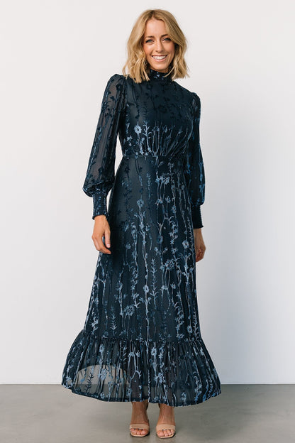 Penelope Velvet Maxi Dress | Midnight Blue - Baltic Born