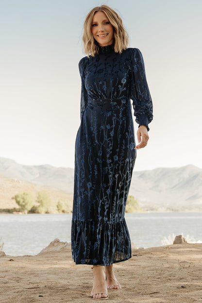 Penelope Velvet Maxi Dress | Midnight Blue - Baltic Born