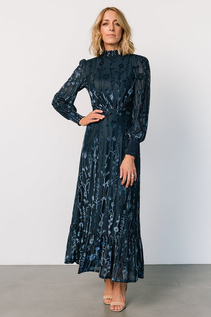 Penelope Velvet Maxi Dress | Midnight Blue - Baltic Born