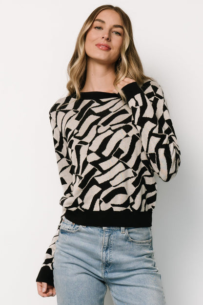 Petra Knit Sweater Top | Black + Ivory - Baltic Born