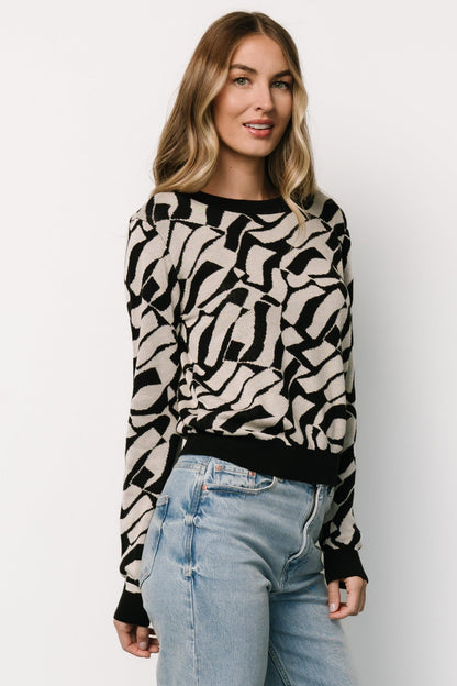 Petra Knit Sweater Top | Black + Ivory - Baltic Born